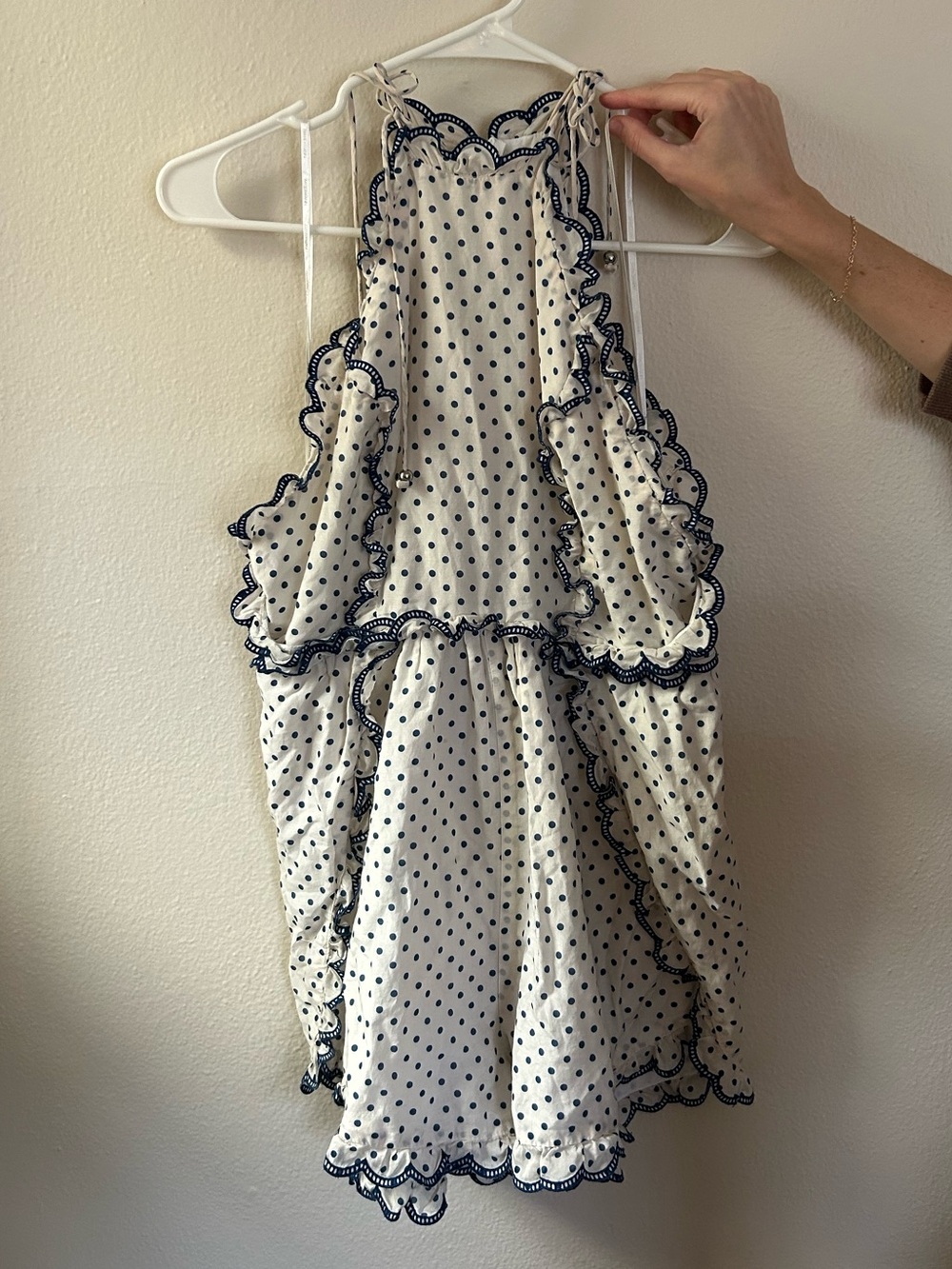·Zimmermann· Blue Polka Dot Scalloped Halter Romper Playsuit Size 2